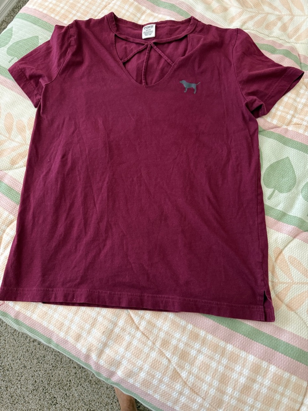 PINK Victoria's Secret Short-Sleeve Tee in Wine